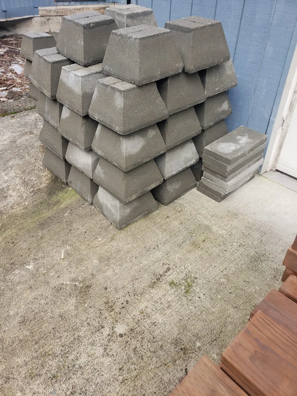 Concrete pier blocks set for new deck foundation in Tacoma